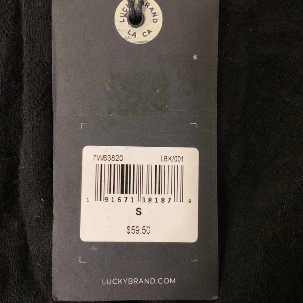 Lucky Brand Top S Black Jacquard Cold Shoulder Ruched 3/4 Sleeve Women’s NWT - Picture 10 of 11